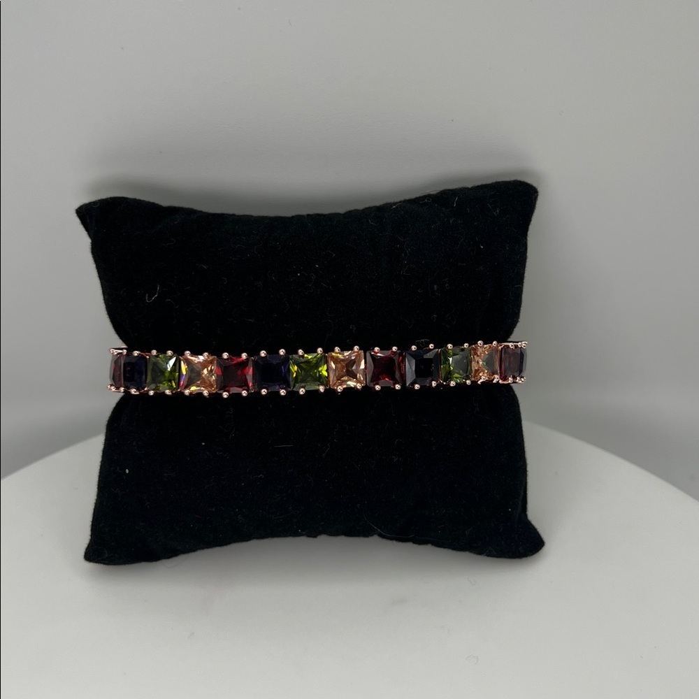 101. Multicolor Jewel Rose Gold Plated Bracelet 7”